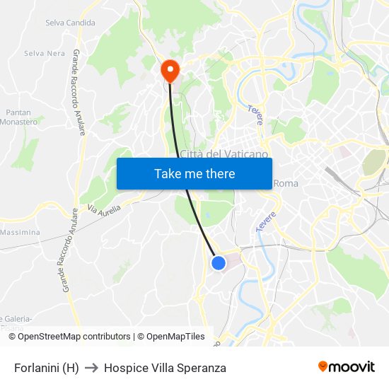 Forlanini (H) to Hospice Villa Speranza map