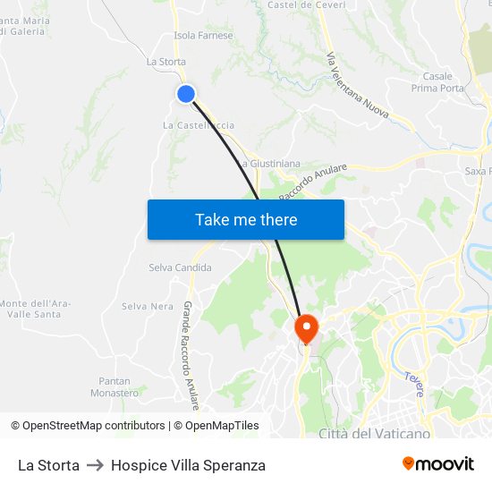 La Storta to Hospice Villa Speranza map