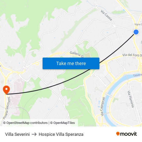 Villa Severini to Hospice Villa Speranza map