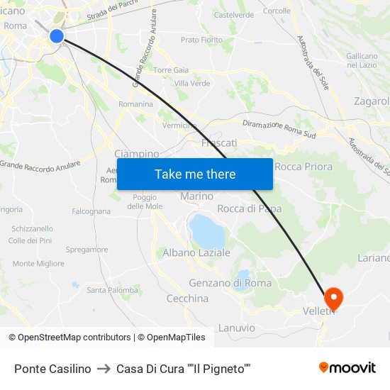 Ponte Casilino to Casa Di Cura ""Il Pigneto"" map