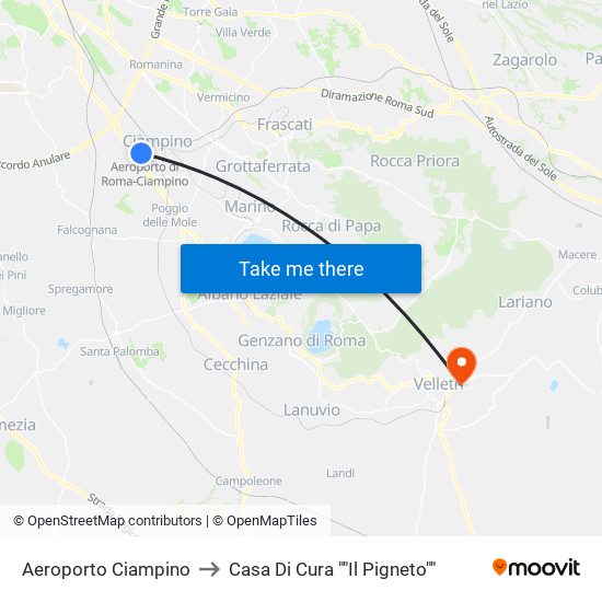 Aeroporto Ciampino to Casa Di Cura ""Il Pigneto"" map