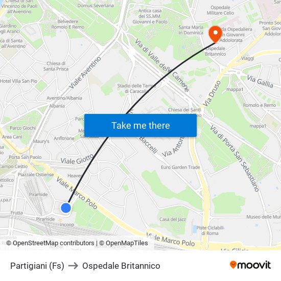 Partigiani (Fs) to Ospedale Britannico map