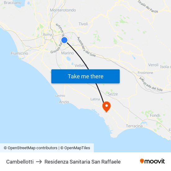 Cambellotti to Residenza Sanitaria San Raffaele map