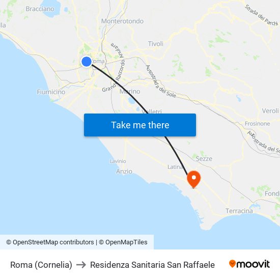 Roma (Cornelia) to Residenza Sanitaria San Raffaele map