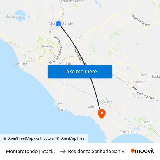 Monterotondo | Stazione FS to Residenza Sanitaria San Raffaele map