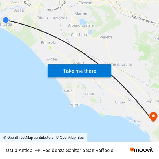 Ostia Antica to Residenza Sanitaria San Raffaele map
