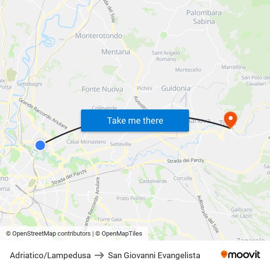 Adriatico/Lampedusa to San Giovanni Evangelista map