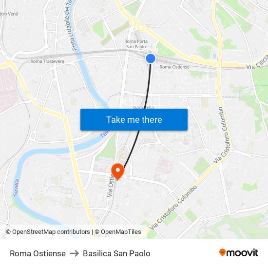 Roma Ostiense to Basilica San Paolo map