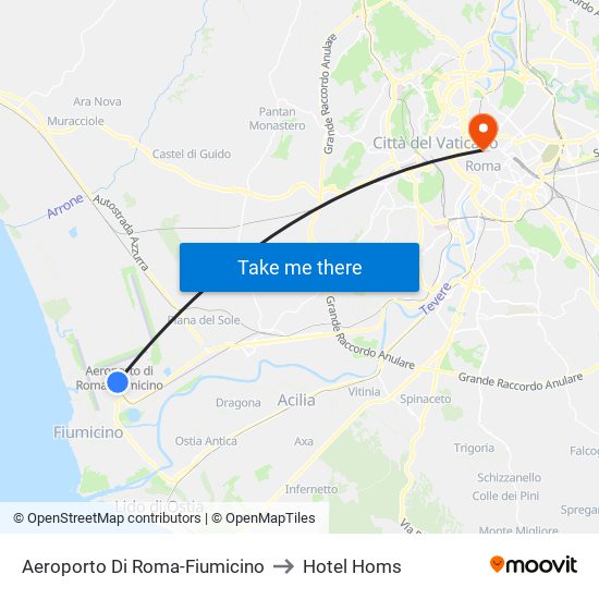 Aeroporto Di Roma-Fiumicino to Hotel Homs map