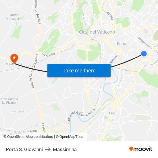 Porta S. Giovanni to Massimina map