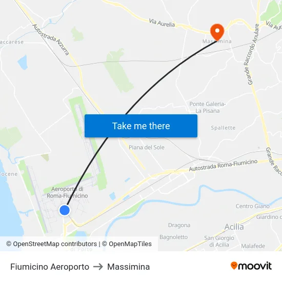 Fiumicino Aeroporto to Massimina map