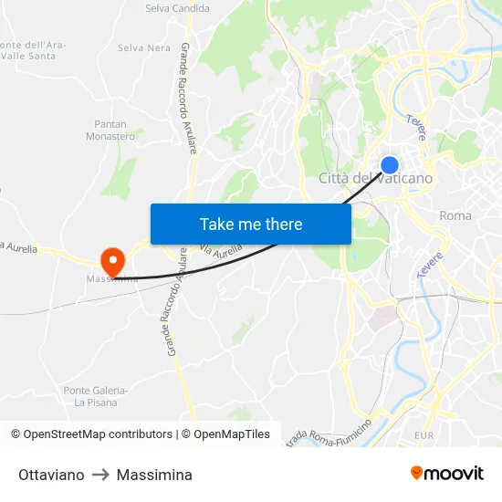 Ottaviano to Massimina map