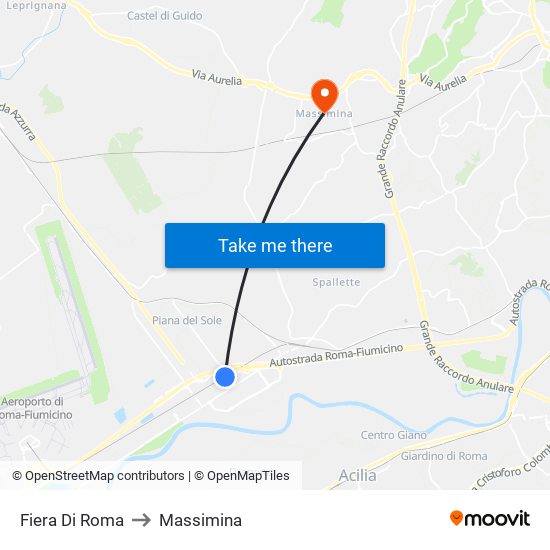 Fiera Di Roma to Massimina map