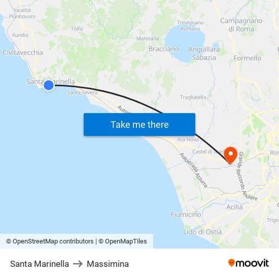 Santa Marinella to Massimina map
