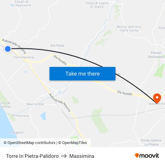 Torre In Pietra-Palidoro to Massimina map