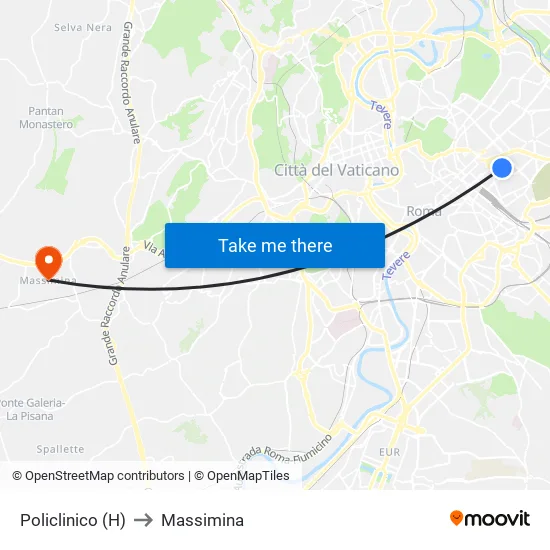 Policlinico (H) to Massimina map