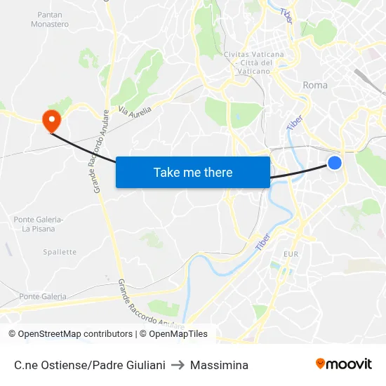 Ostiense Circle/Father Giuliani to Massimina map
