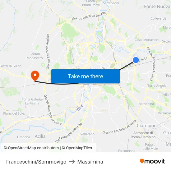 Franceschini/Sommovigo to Massimina map