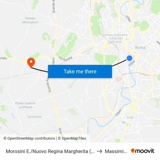 Morosini E./New Regina Margherita (Hospital) to Massimina map
