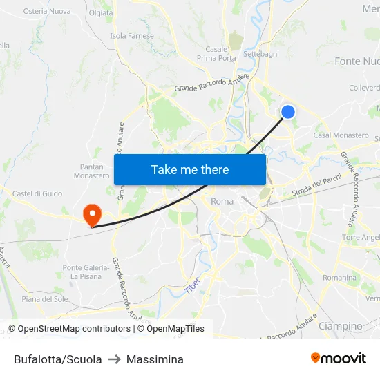 Bufalotta/School to Massimina map