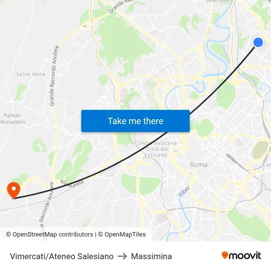 Vimercati/Ateneo Salesiano to Massimina map