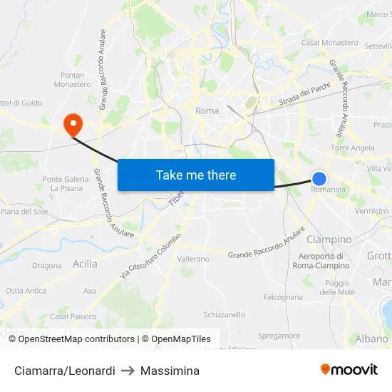 Ciamarra/Leonardi to Massimina map