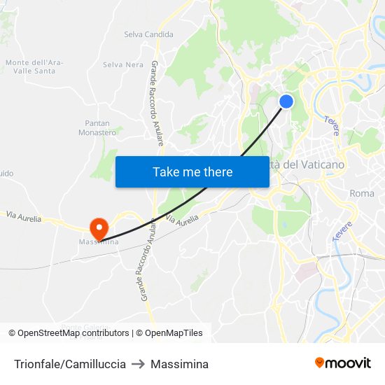 Trionfale/Camilluccia to Massimina map