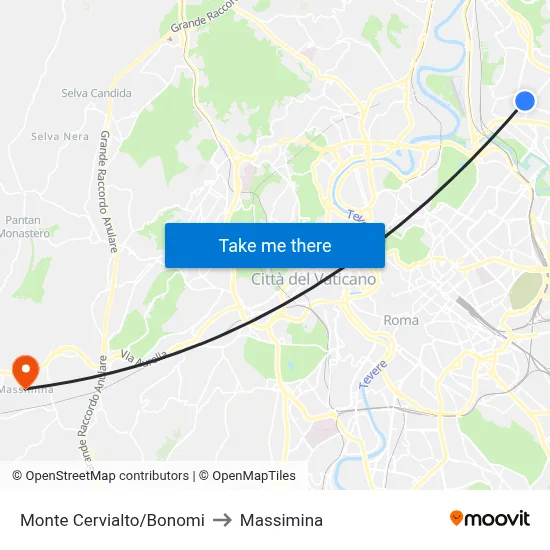 Monte Cervialto/Bonomi to Massimina map