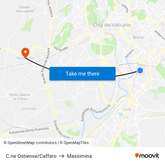 Ostiense Circle/Caffaro to Massimina map