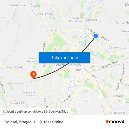 Soldati/Bragaglia to Massimina map