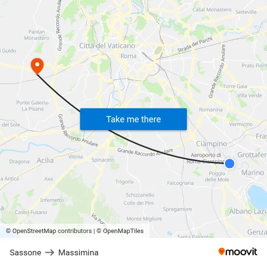 Sassone to Massimina map