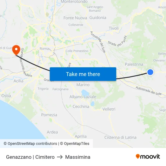 Genazzano | Cemetery to Massimina map
