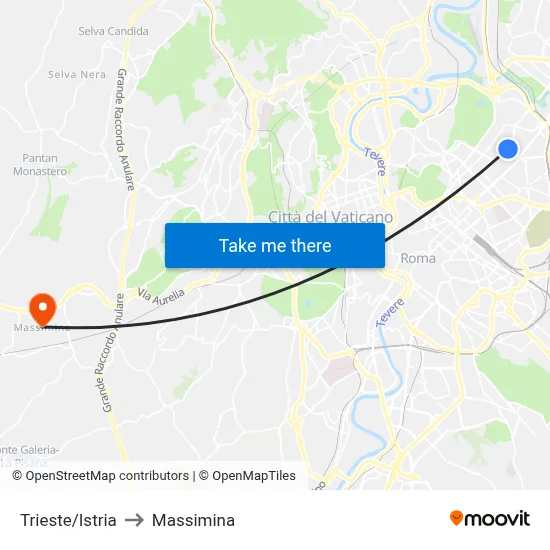 Trieste/Istria to Massimina map