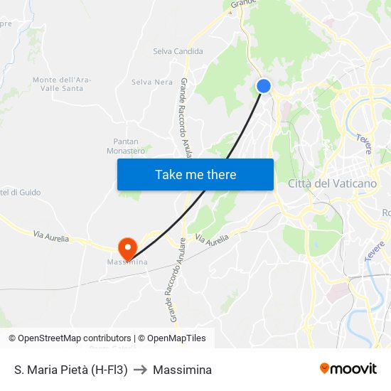 S. Maria Pietà (H-Fl3) to Massimina map
