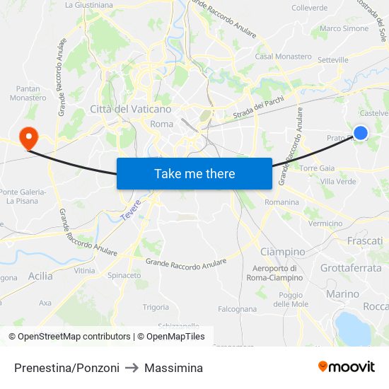 Prenestina/Ponzoni to Massimina map