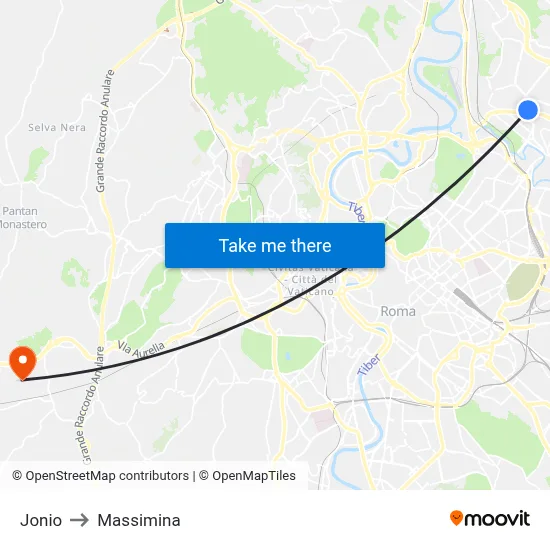 Jonio to Massimina map