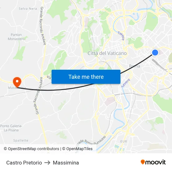 Castro Pretorio to Massimina map