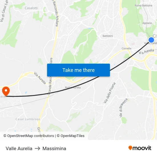 Valle Aurelia to Massimina map
