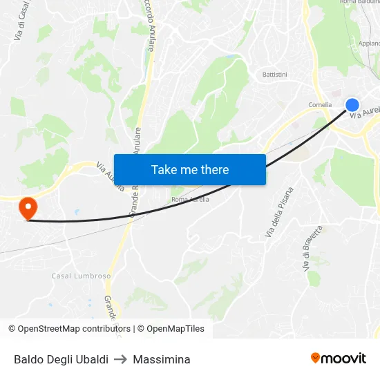 Baldo Degli Ubaldi to Massimina map
