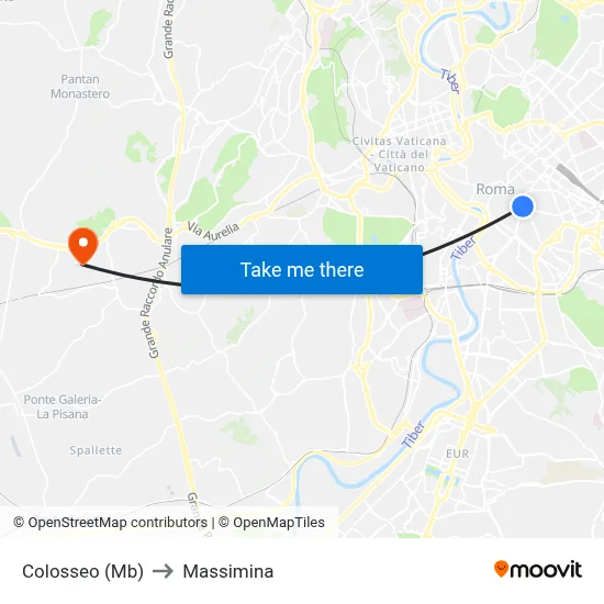 Colosseum (MB) to Massimina map