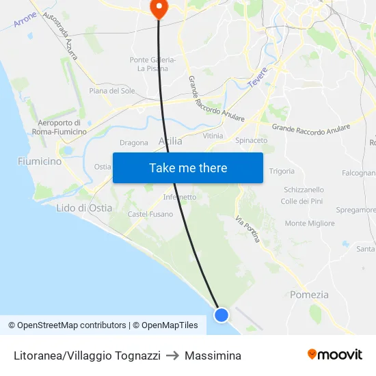 Litoranea/Villaggio Tognazzi to Massimina map