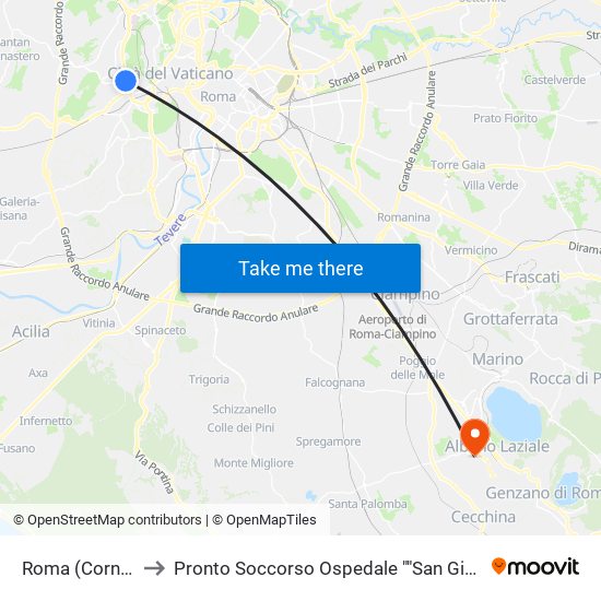 Roma (Cornelia) to Pronto Soccorso Ospedale ""San Giuseppe"" map