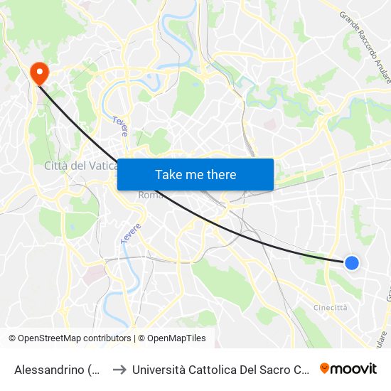 Alessandrino (Mc) to Università Cattolica Del Sacro Cuore map