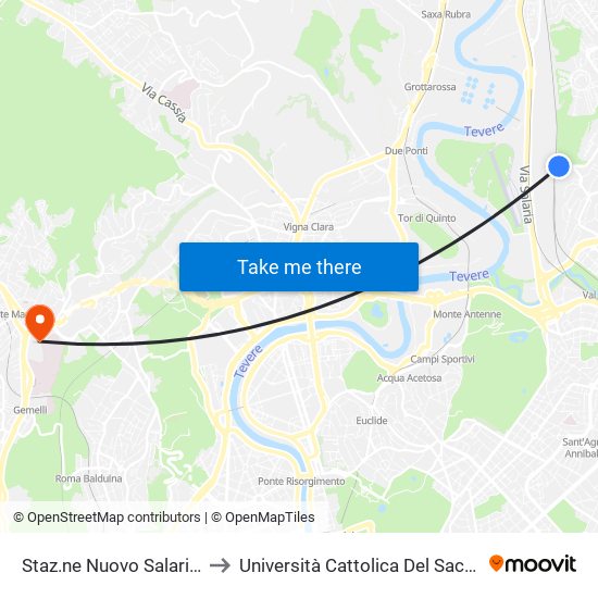 Staz.ne Nuovo Salario (Fl1) to Università Cattolica Del Sacro Cuore map