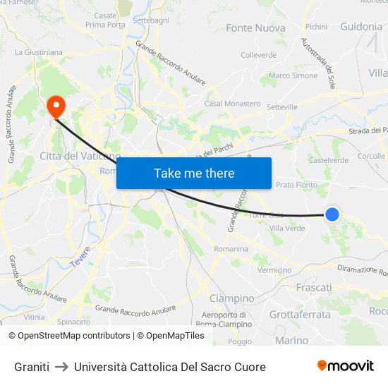 Graniti to Università Cattolica Del Sacro Cuore map