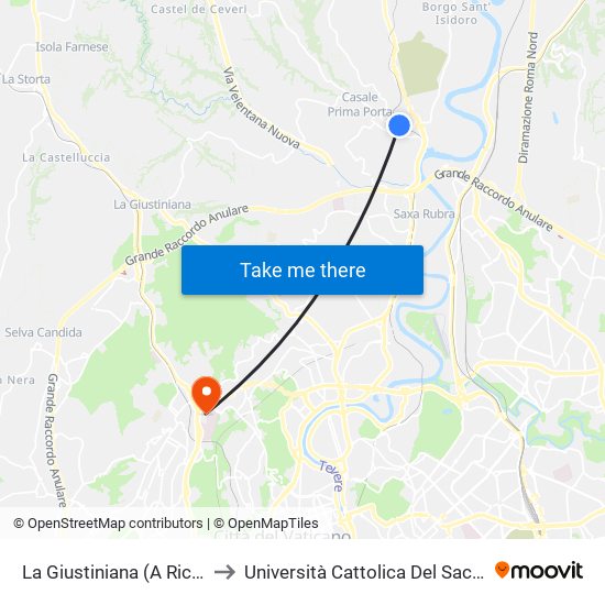 La Giustiniana (A Richiesta) to Università Cattolica Del Sacro Cuore map