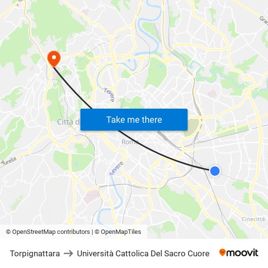 Torpignattara to Università Cattolica Del Sacro Cuore map