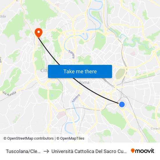 Tuscolana/Clelia to Università Cattolica Del Sacro Cuore map