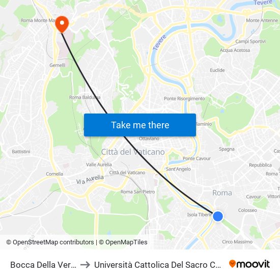 Bocca Della Verità to Università Cattolica Del Sacro Cuore map