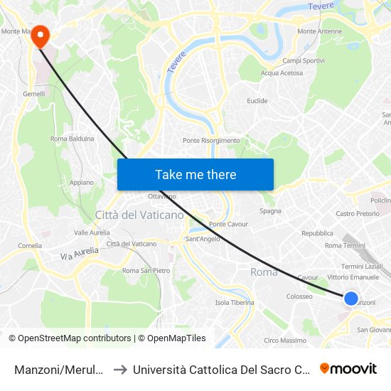 Manzoni/Merulana to Università Cattolica Del Sacro Cuore map